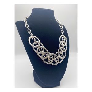 Vintage Statement Necklace Silver Tone Chunky